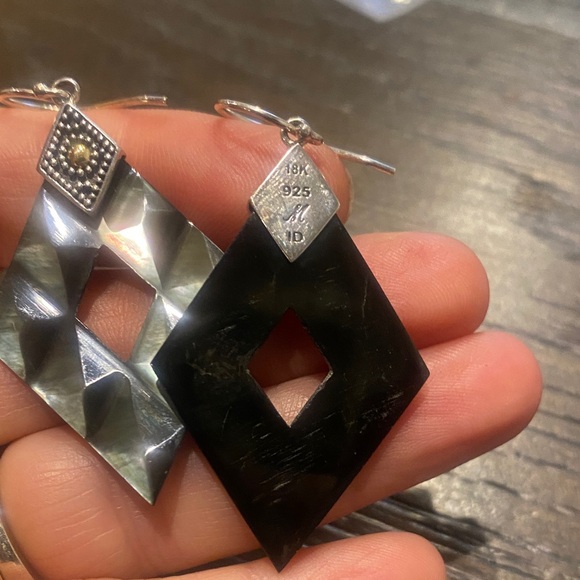 Silver 18 Karat gold Robert Manse Diamond-Shaped Earrings - Picture 4 of 4